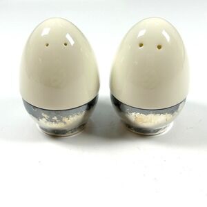 Towle Sterling Silver & Lenox Porcelain Egg Vintage Salt & Pepper Shakers #461